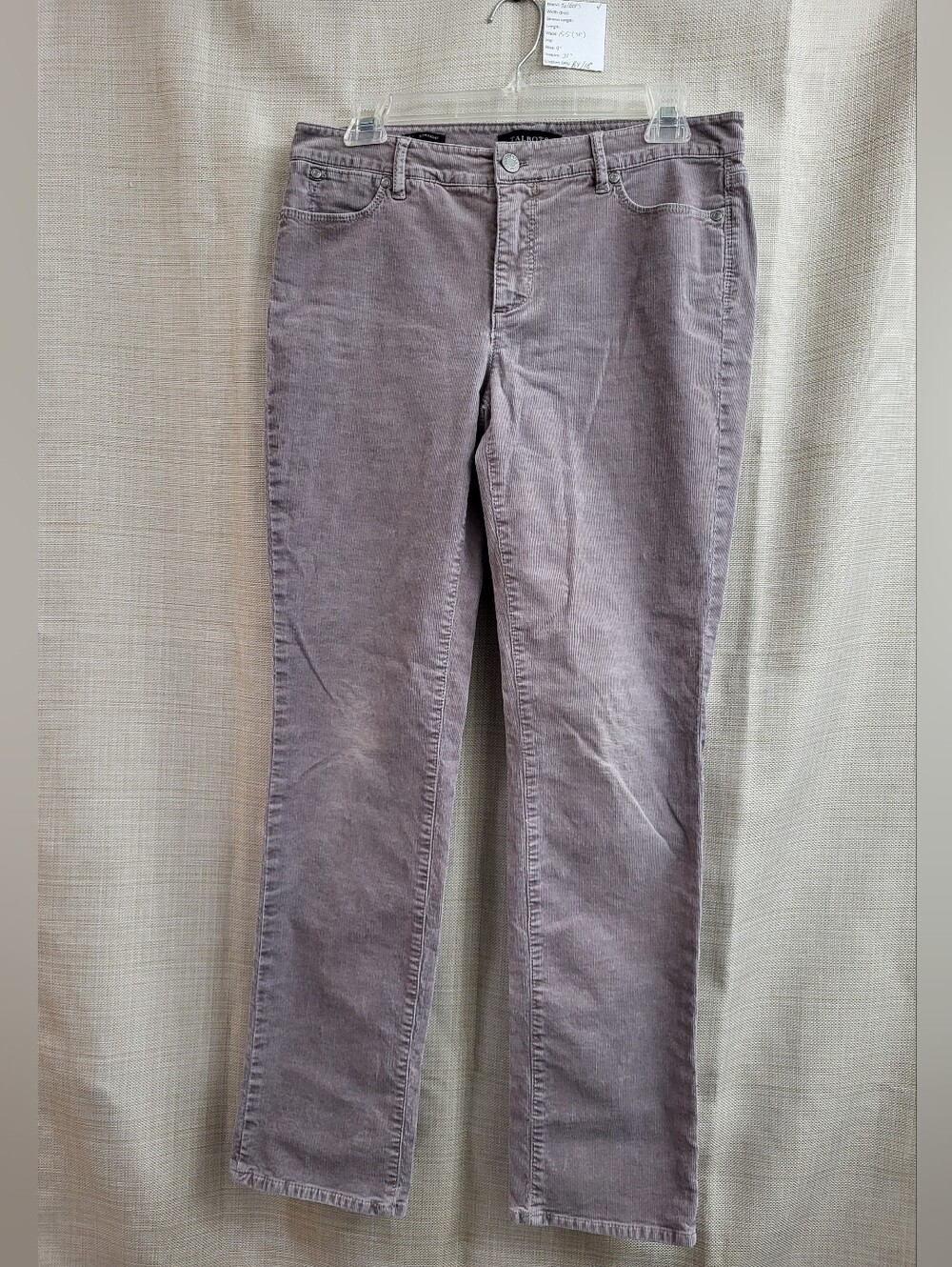 Talbots Flawless Women's Five-Pocket Corduroy Pants Gray Straight Leg Size 4